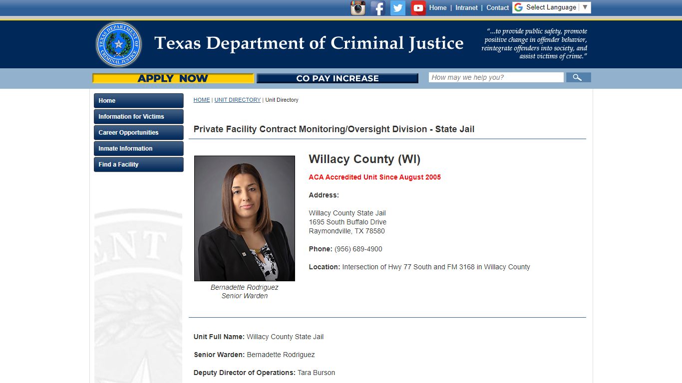 Willacy County (WI) - Texas Department of Criminal Justice